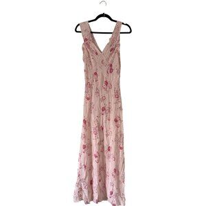 Realisation Women's Par Ivy Silk Crepe Maxi Dress In Eden Floral Pink Size Small
